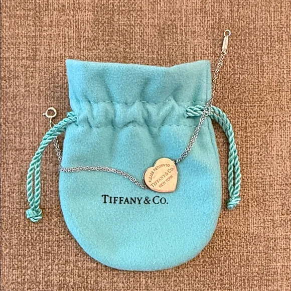 Tiffany & Co. Rose Gold Heart Bracelet with Sterling Silver Double Chain - Picture 2 of 7